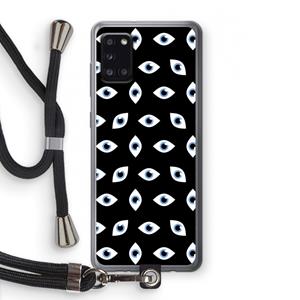 CaseCompany Eyes pattern: Samsung Galaxy A31 Transparant Hoesje met koord