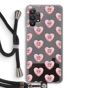 CaseCompany Chicks before dicks: Samsung Galaxy A32 5G Transparant Hoesje met koord