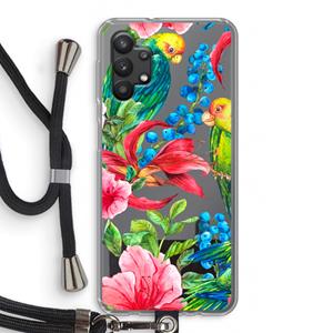 CaseCompany Papegaaien: Samsung Galaxy A32 5G Transparant Hoesje met koord