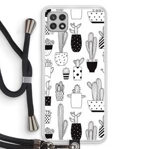 CaseCompany Cactusmotief: Samsung Galaxy A22 4G Transparant Hoesje met koord
