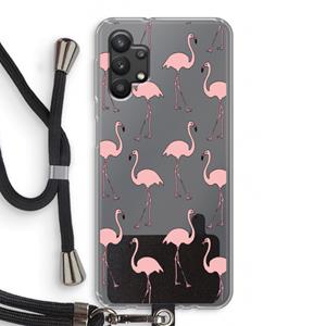 CaseCompany Anything Flamingoes: Samsung Galaxy A32 5G Transparant Hoesje met koord