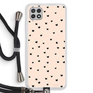 CaseCompany Kleine kattenkopjes: Samsung Galaxy A22 4G Transparant Hoesje met koord
