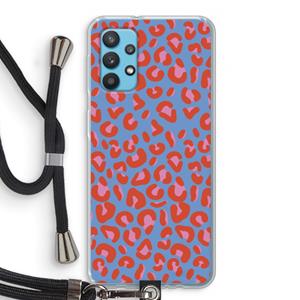CaseCompany Leopard blue: Samsung Galaxy A32 4G Transparant Hoesje met koord