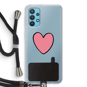 CaseCompany Hartje: Samsung Galaxy A32 4G Transparant Hoesje met koord