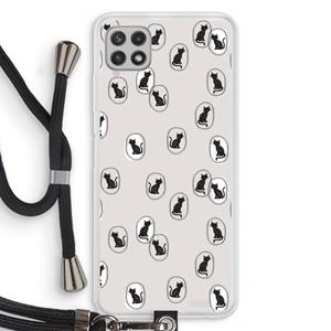 CaseCompany Miauw: Samsung Galaxy A22 4G Transparant Hoesje met koord