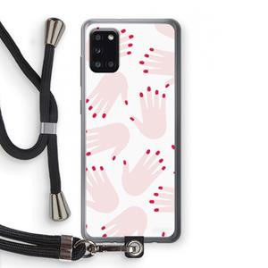 CaseCompany Hands pink: Samsung Galaxy A31 Transparant Hoesje met koord
