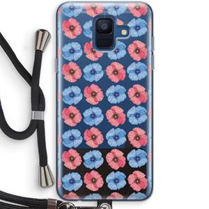 CaseCompany Klaproosjes: Samsung Galaxy A6 (2018) Transparant Hoesje met koord