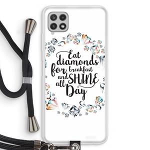 CaseCompany Diamonds: Samsung Galaxy A22 4G Transparant Hoesje met koord