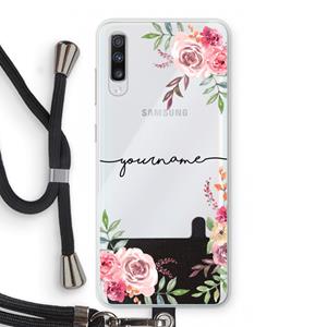 CaseCompany Rozen: Samsung Galaxy A70 Transparant Hoesje met koord