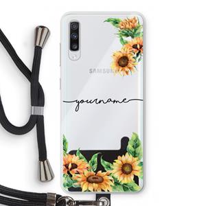 CaseCompany Zonnebloemen: Samsung Galaxy A70 Transparant Hoesje met koord
