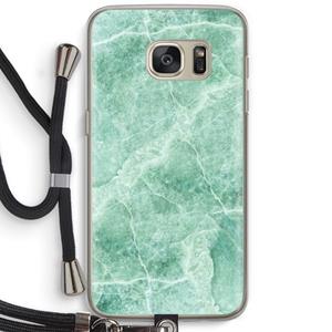 CaseCompany Groen marmer: Samsung Galaxy S7 Transparant Hoesje met koord