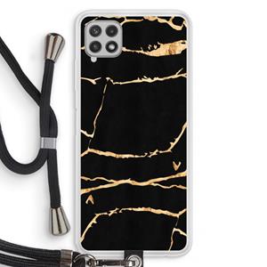 CaseCompany Gouden marmer: Samsung Galaxy A22 4G Transparant Hoesje met koord