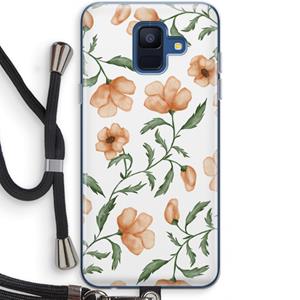 CaseCompany Peachy flowers: Samsung Galaxy A6 (2018) Transparant Hoesje met koord