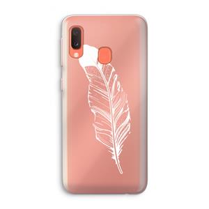 CaseCompany Pluim: Samsung Galaxy A20e Transparant Hoesje
