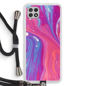 CaseCompany Paarse stroom: Samsung Galaxy A22 4G Transparant Hoesje met koord