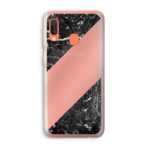 CaseCompany Zwart marmer: Samsung Galaxy A20e Transparant Hoesje