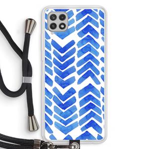 CaseCompany Blauwe pijlen: Samsung Galaxy A22 4G Transparant Hoesje met koord
