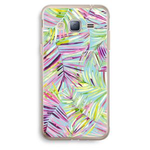 CaseCompany Tropical Palms Blue: Samsung Galaxy J3 (2016) Transparant Hoesje