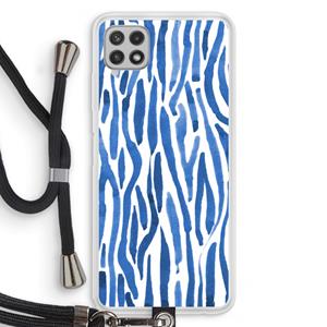 CaseCompany Blauwe nerven: Samsung Galaxy A22 4G Transparant Hoesje met koord