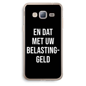 CaseCompany Belastinggeld - Zwart: Samsung Galaxy J3 (2016) Transparant Hoesje