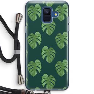CaseCompany Monstera leaves: Samsung Galaxy A6 (2018) Transparant Hoesje met koord