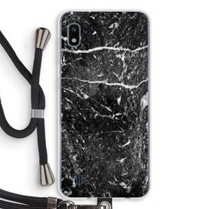CaseCompany Zwart marmer: Samsung Galaxy A10 Transparant Hoesje met koord