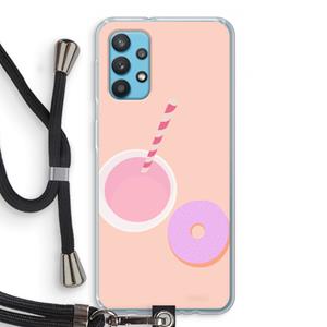 CaseCompany Donut: Samsung Galaxy A32 4G Transparant Hoesje met koord