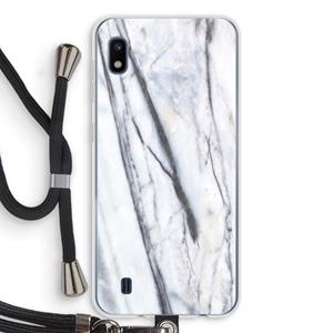 CaseCompany Gestreepte marmer: Samsung Galaxy A10 Transparant Hoesje met koord