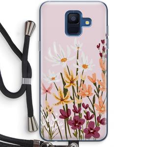 CaseCompany Painted wildflowers: Samsung Galaxy A6 (2018) Transparant Hoesje met koord