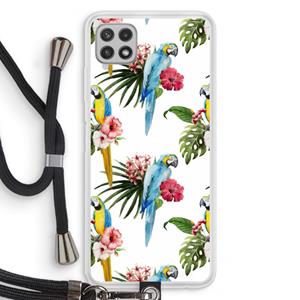 CaseCompany Kleurrijke papegaaien: Samsung Galaxy A22 4G Transparant Hoesje met koord