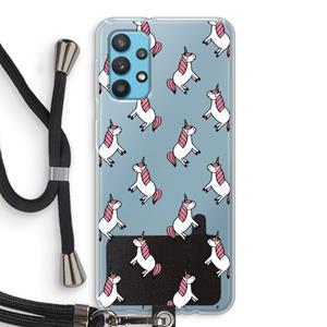 CaseCompany Eenhoorns overal: Samsung Galaxy A32 4G Transparant Hoesje met koord