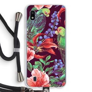 CaseCompany Papegaaien: Samsung Galaxy A10 Transparant Hoesje met koord