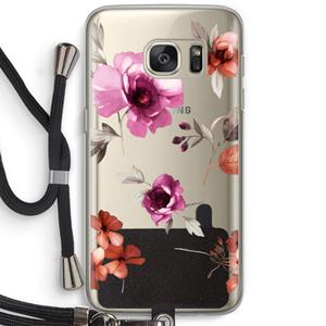 CaseCompany Geschilderde bloemen: Samsung Galaxy S7 Transparant Hoesje met koord