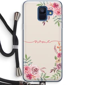 CaseCompany Rozen: Samsung Galaxy A6 (2018) Transparant Hoesje met koord