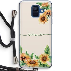 CaseCompany Zonnebloemen: Samsung Galaxy A6 (2018) Transparant Hoesje met koord