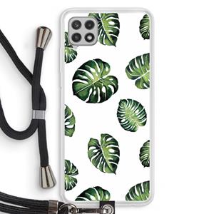 CaseCompany Tropische bladeren: Samsung Galaxy A22 4G Transparant Hoesje met koord