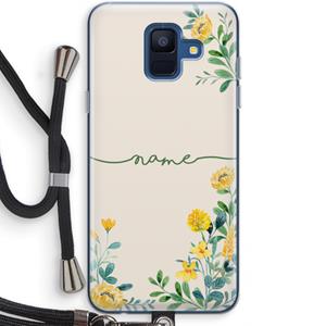CaseCompany Gele bloemen: Samsung Galaxy A6 (2018) Transparant Hoesje met koord