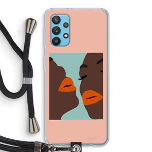 CaseCompany Orange lips: Samsung Galaxy A32 4G Transparant Hoesje met koord