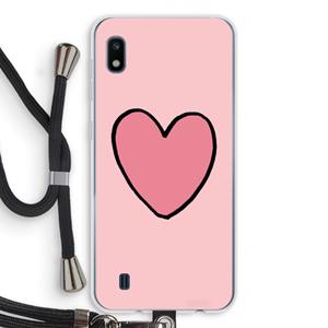 CaseCompany Hartje: Samsung Galaxy A10 Transparant Hoesje met koord