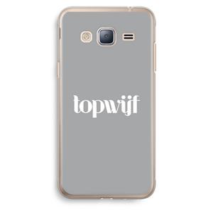 CaseCompany Topwijf Grijs Wit: Samsung Galaxy J3 (2016) Transparant Hoesje