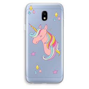 CaseCompany Roze eenhoorn: Samsung Galaxy J3 (2017) Transparant Hoesje
