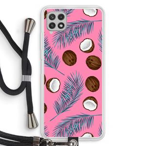 CaseCompany Kokosnoot roze: Samsung Galaxy A22 4G Transparant Hoesje met koord