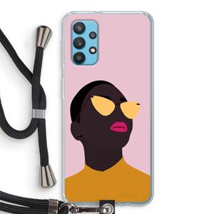 CaseCompany Yellow glasses: Samsung Galaxy A32 4G Transparant Hoesje met koord