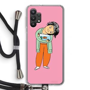 CaseCompany Visknuffel: Samsung Galaxy A32 5G Transparant Hoesje met koord
