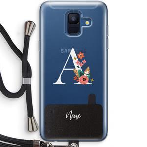 CaseCompany Pink Bouquet: Samsung Galaxy A6 (2018) Transparant Hoesje met koord