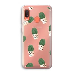 CaseCompany Cactusprint roze: Samsung Galaxy A20e Transparant Hoesje