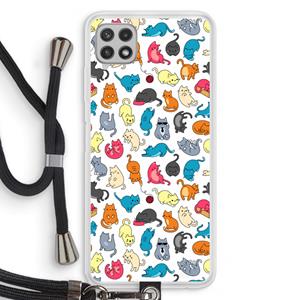 CaseCompany Kleurrijke katten: Samsung Galaxy A22 4G Transparant Hoesje met koord