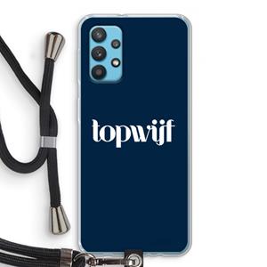CaseCompany Topwijf Navy: Samsung Galaxy A32 4G Transparant Hoesje met koord