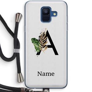 CaseCompany Charcoal Flora: Samsung Galaxy A6 (2018) Transparant Hoesje met koord