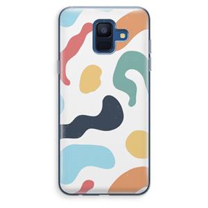 CaseCompany Memphis Shapes Blue: Samsung Galaxy A6 (2018) Transparant Hoesje
